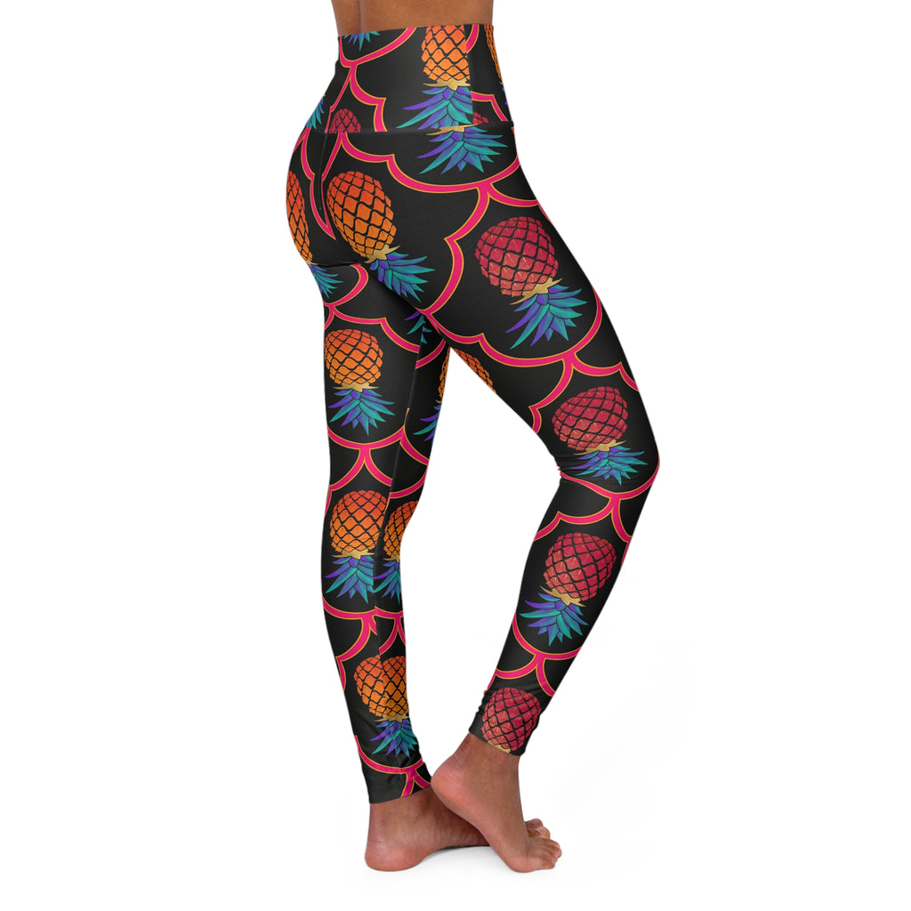 Colorful Pineapple High-Waisted Yoga Leggings