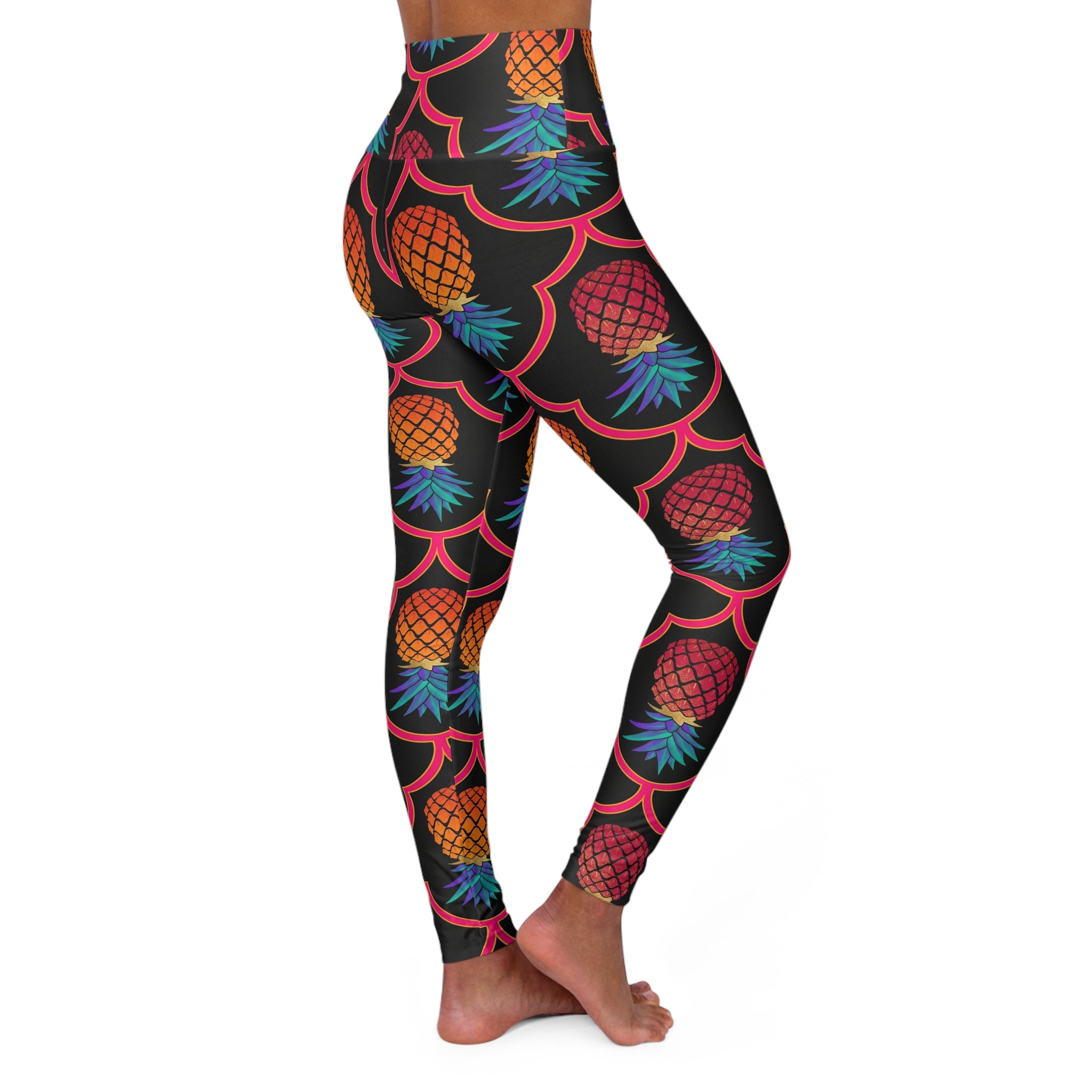 Colorful Pineapple High-Waisted Yoga Leggings