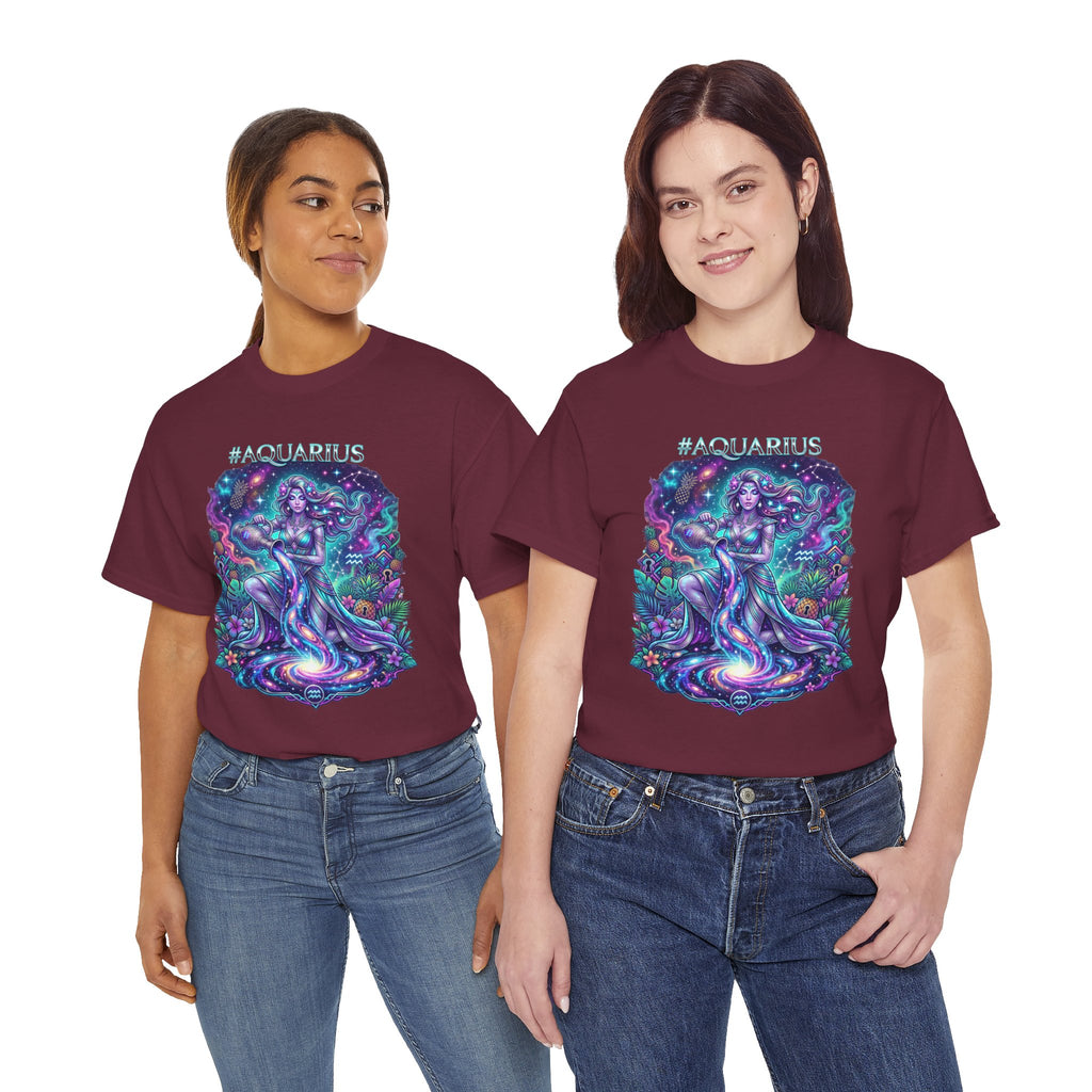 #AQUARIUS Unisex T-Shirt | Soft Lightweight 100% Combed Ring-Spun Cotton Tee with Cosmic Art Print