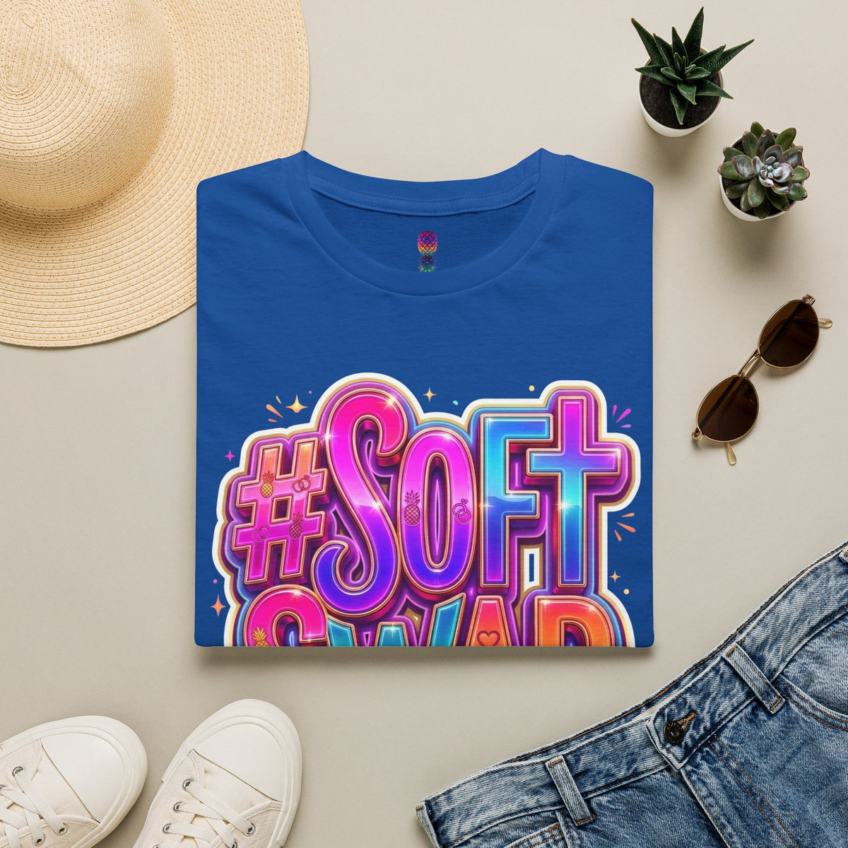 #Soft Swap Graphic T-Shirt | Colorful Y2K Cotton Tee