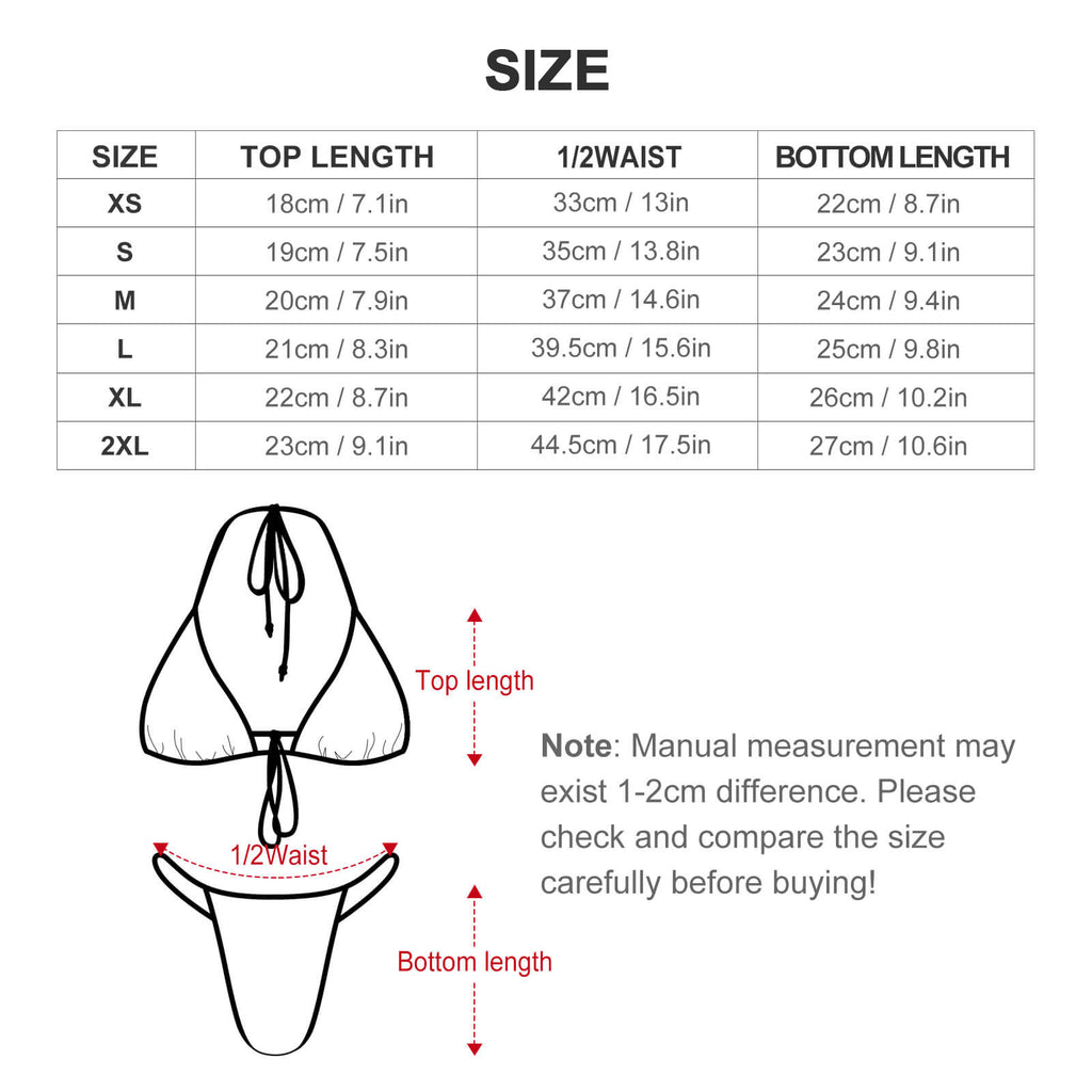 2-Piece Thong Triangle Bikini Set(All-Over Printing)