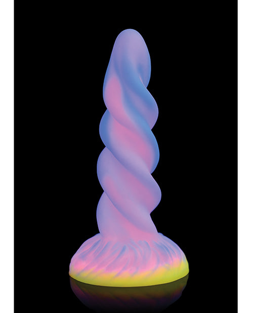 Colorful spiral-shaped object on a black background