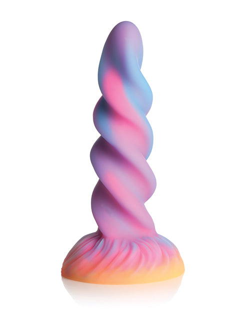 Colorful spiral-shaped object on a white background