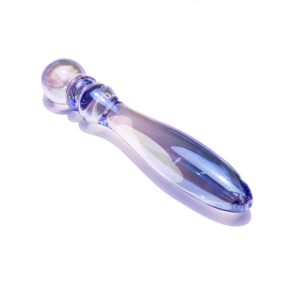 Translucent purple and clear tool on a white background