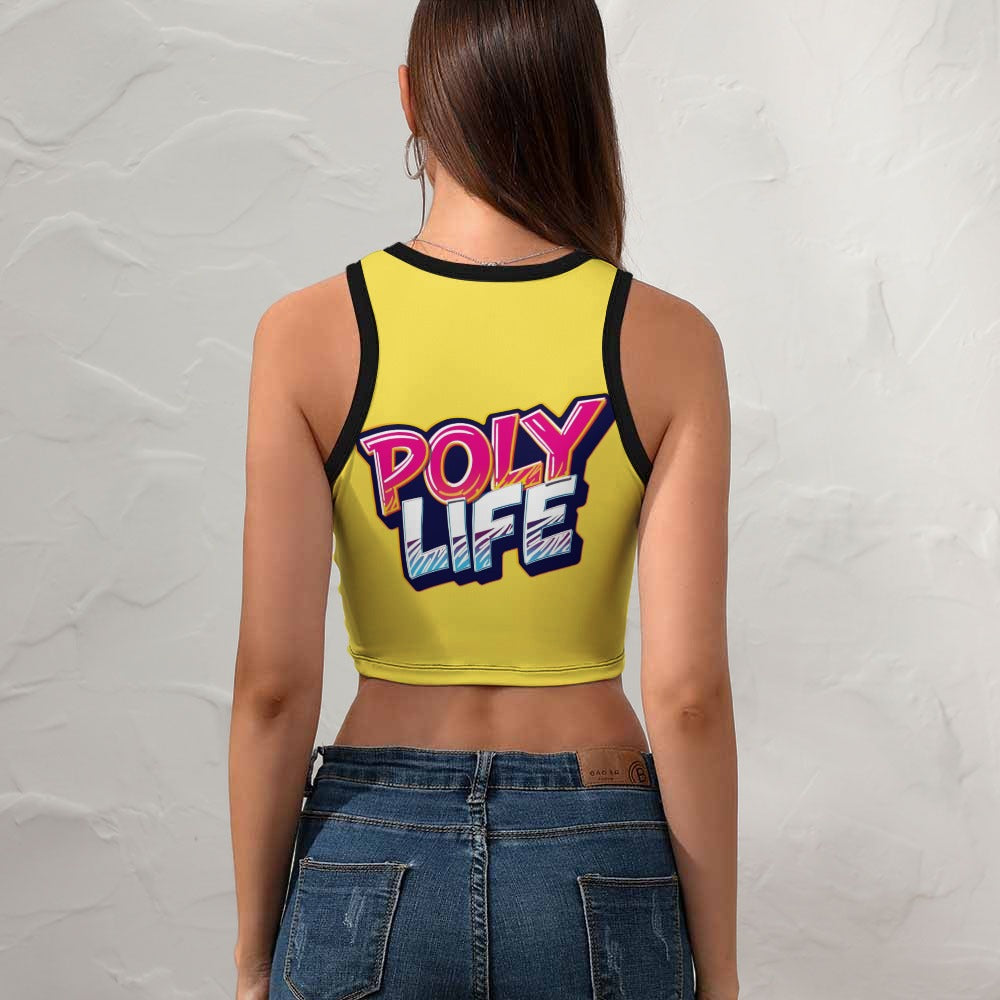Poly Life Women's Cropped Slim Racer Tank Top – Lightweight Stretch Fit | Athletic & Casual Wear