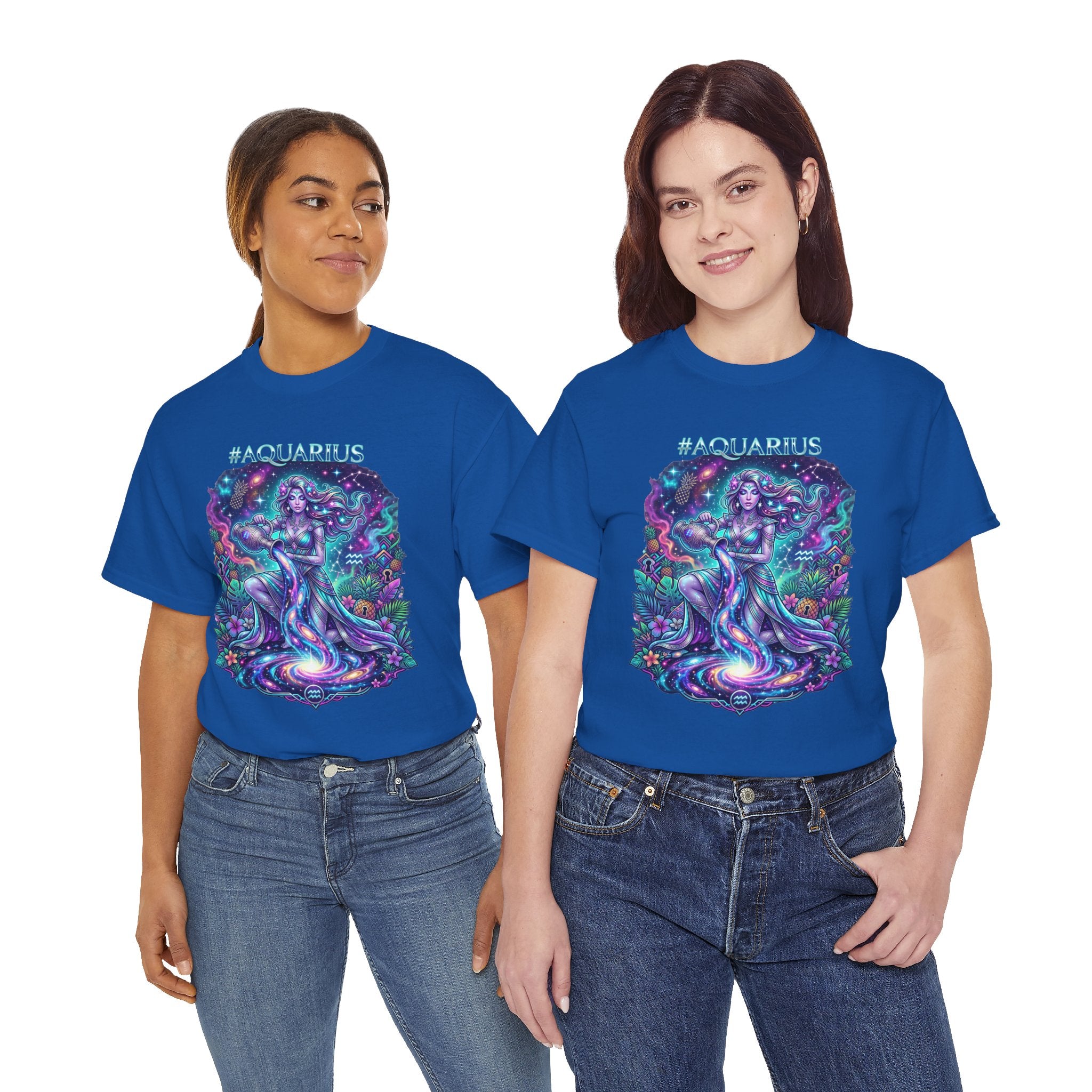 #AQUARIUS Unisex T-Shirt | Soft Lightweight 100% Combed Ring-Spun Cotton Tee with Cosmic Art Print