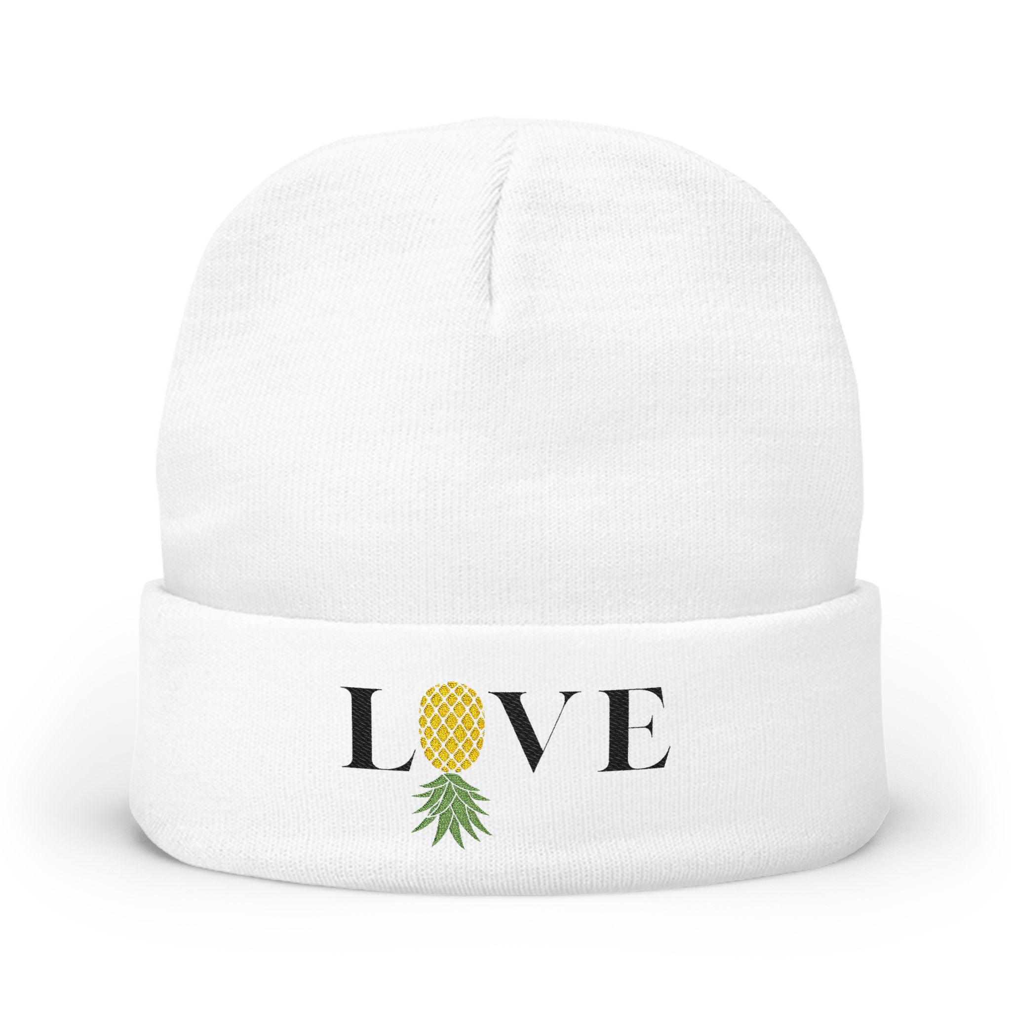 LOVE Pineapple Embroidered Knit Beanie