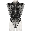 Sexy Lace Splicing Deep V-Neck Slimming Bodysuit