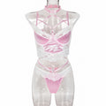 Women's Fashion Halter Cross Strap Lace Splicing Sweet and Cute Underwear Two-Piece Set
