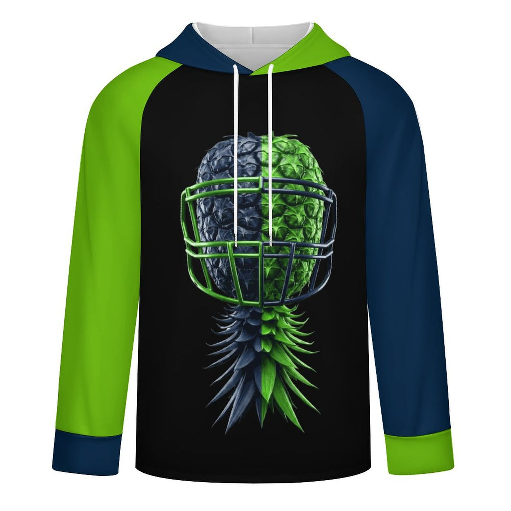 Neon Green & Navy Raglan Sleeve Hoodie