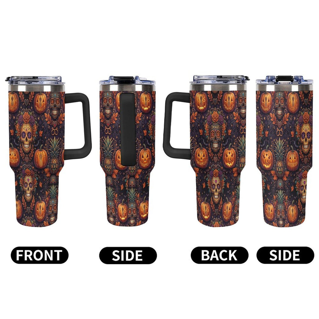 Halloween Swinger Inspired Insulated Tumbler with Handle and Straw