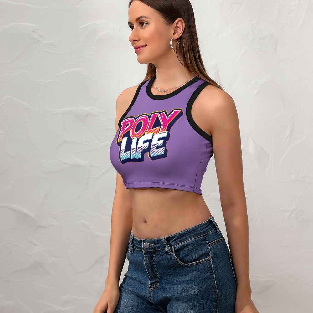 Poly Life Women's Cropped Slim Racer Tank Top – Lightweight Stretch Fit | Athletic & Casual Wear