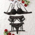 Sexy gathering bra set backless sexy lingerie underwear four piece set