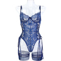 Muse Sexy Lingerie Lace Hollow-out Strap with Steel Ring Suspender Shapewear Bodysuit