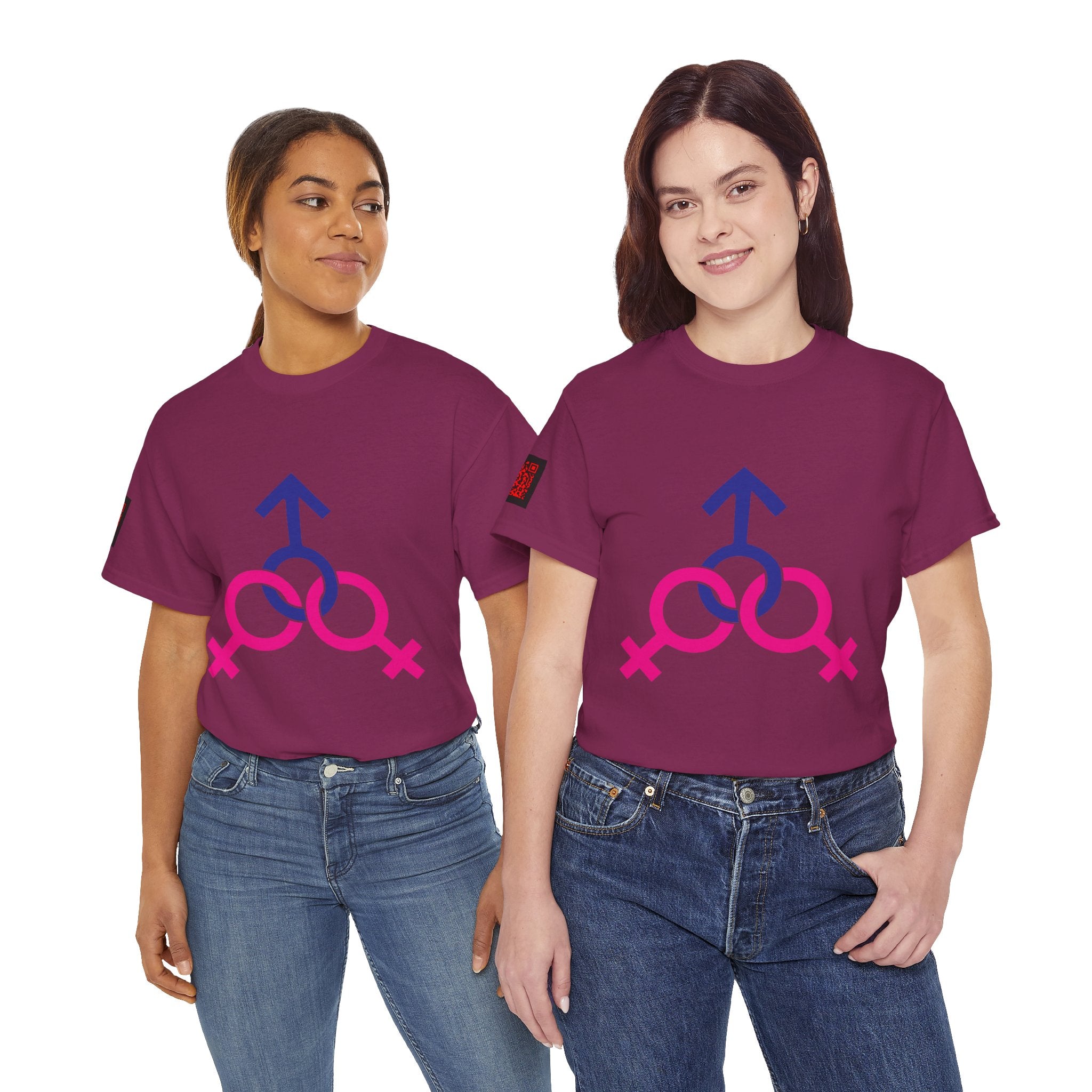 Female, Female & Male (Threesome) Symbol Tee — Gender Icons Graphic T-Shirt