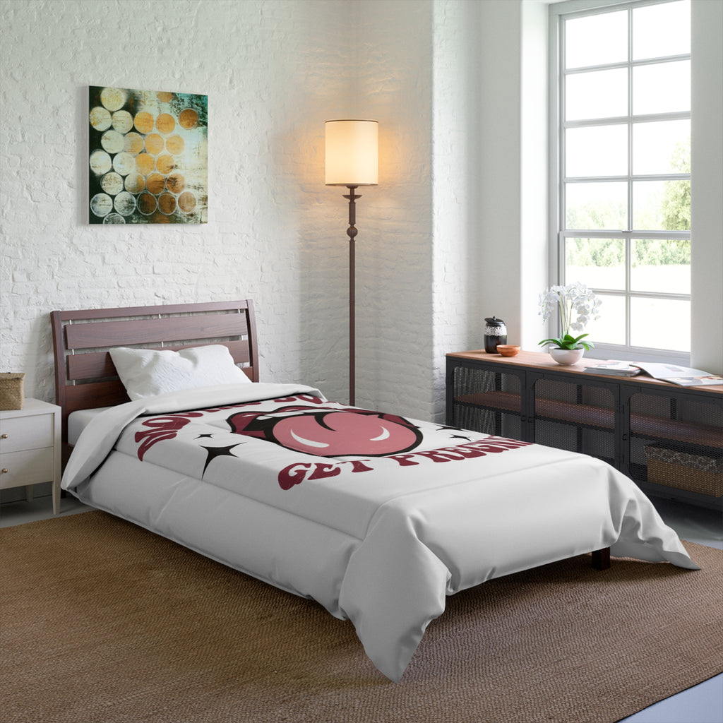 Quirky Graphic Comforter - 'Mouths Don't Get Pregnant' Design for Fun Bedrooms