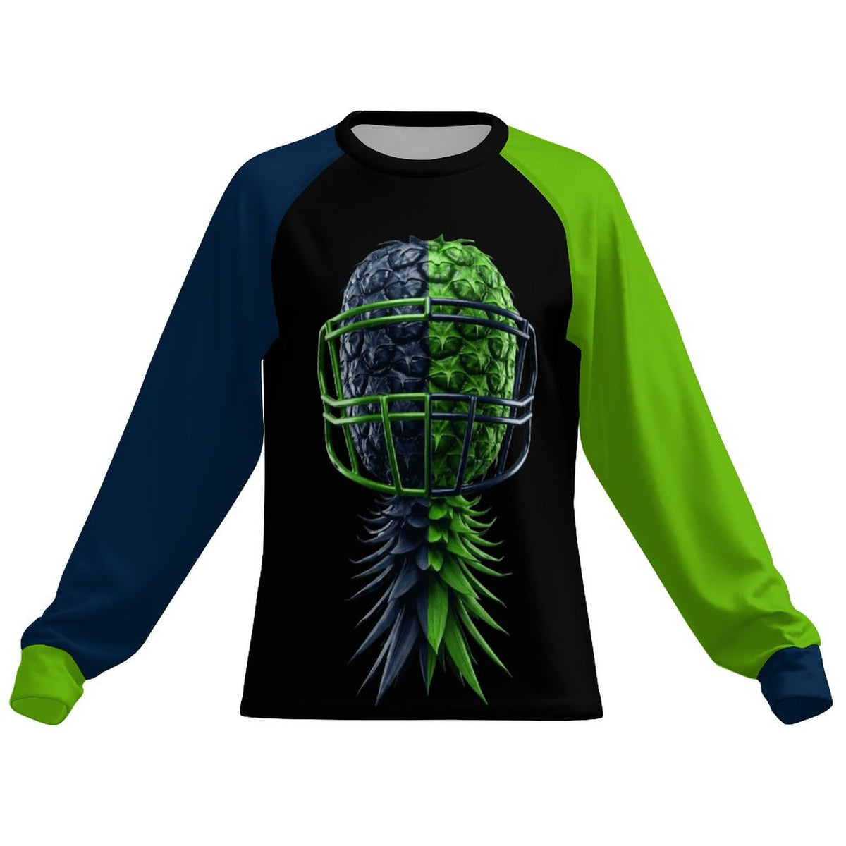 Neon Green & Navy Women's Long Sleeve Quick Dry Top