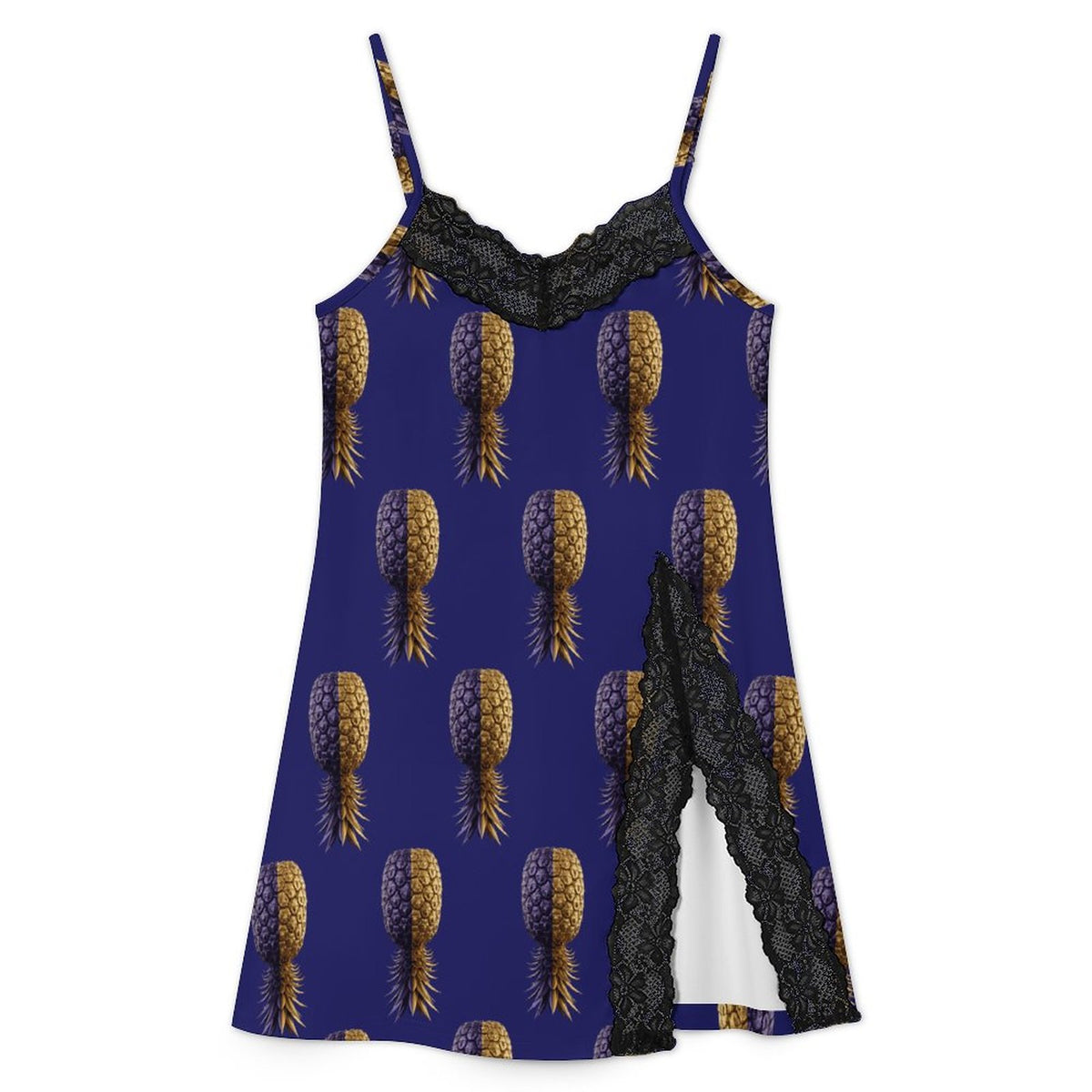 Football Purple & Gold Pineapple Lace Camisole Pajama Dress