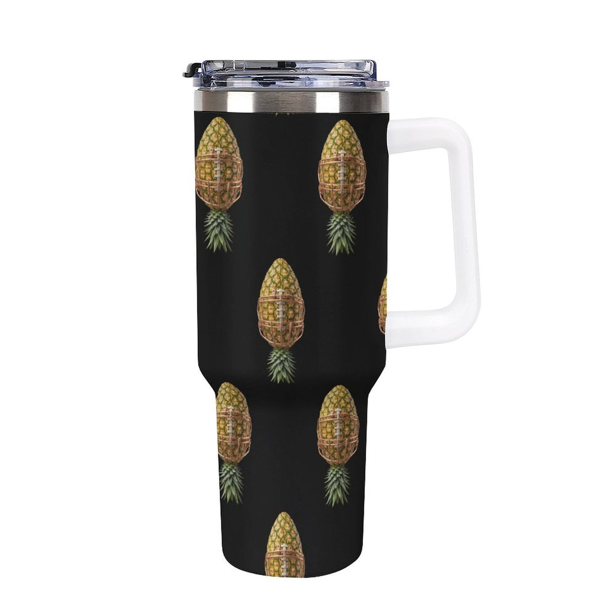 Pineapple Football 40oz Insulated Tumbler with Handle and Straw