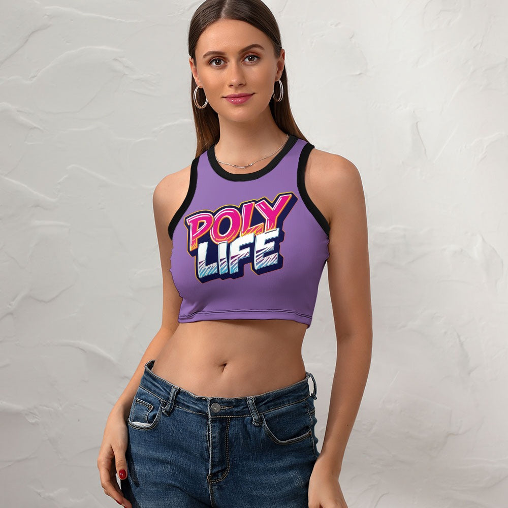 Poly Life Women's Cropped Slim Racer Tank Top – Lightweight Stretch Fit | Athletic & Casual Wear
