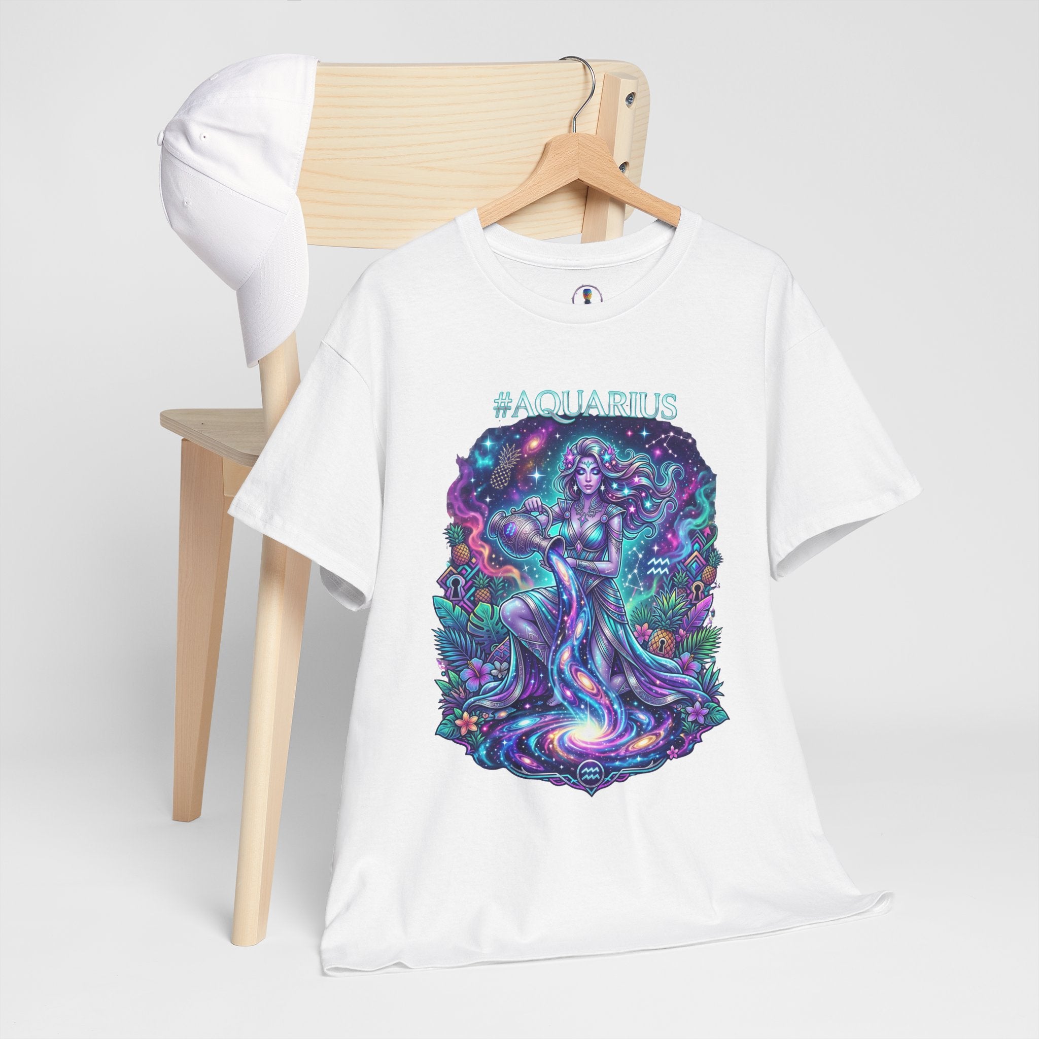 #AQUARIUS Unisex T-Shirt | Soft Lightweight 100% Combed Ring-Spun Cotton Tee with Cosmic Art Print