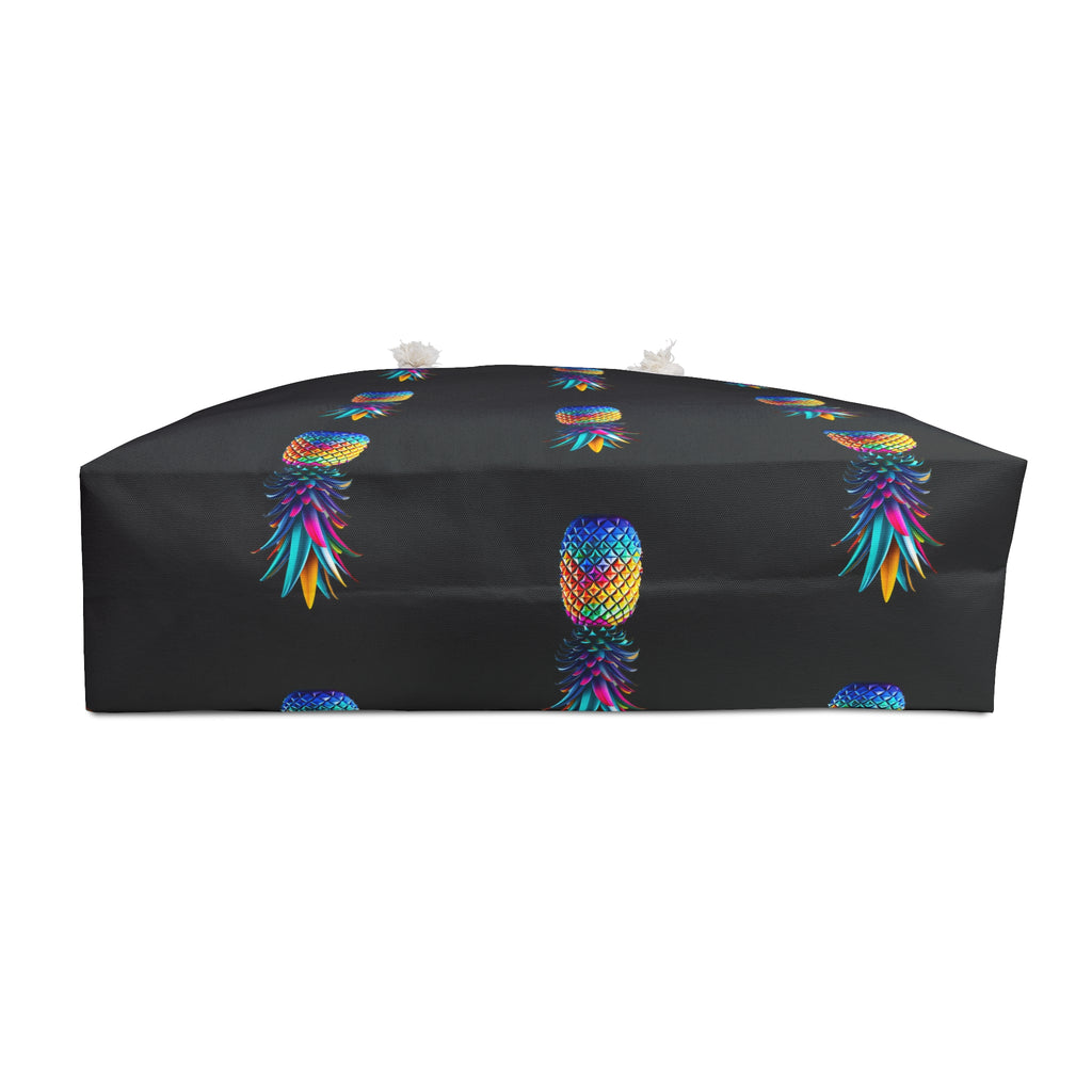 Vibrant Pineapple Weekender Bag - Perfect for Travel & Beach Getaways (Black)