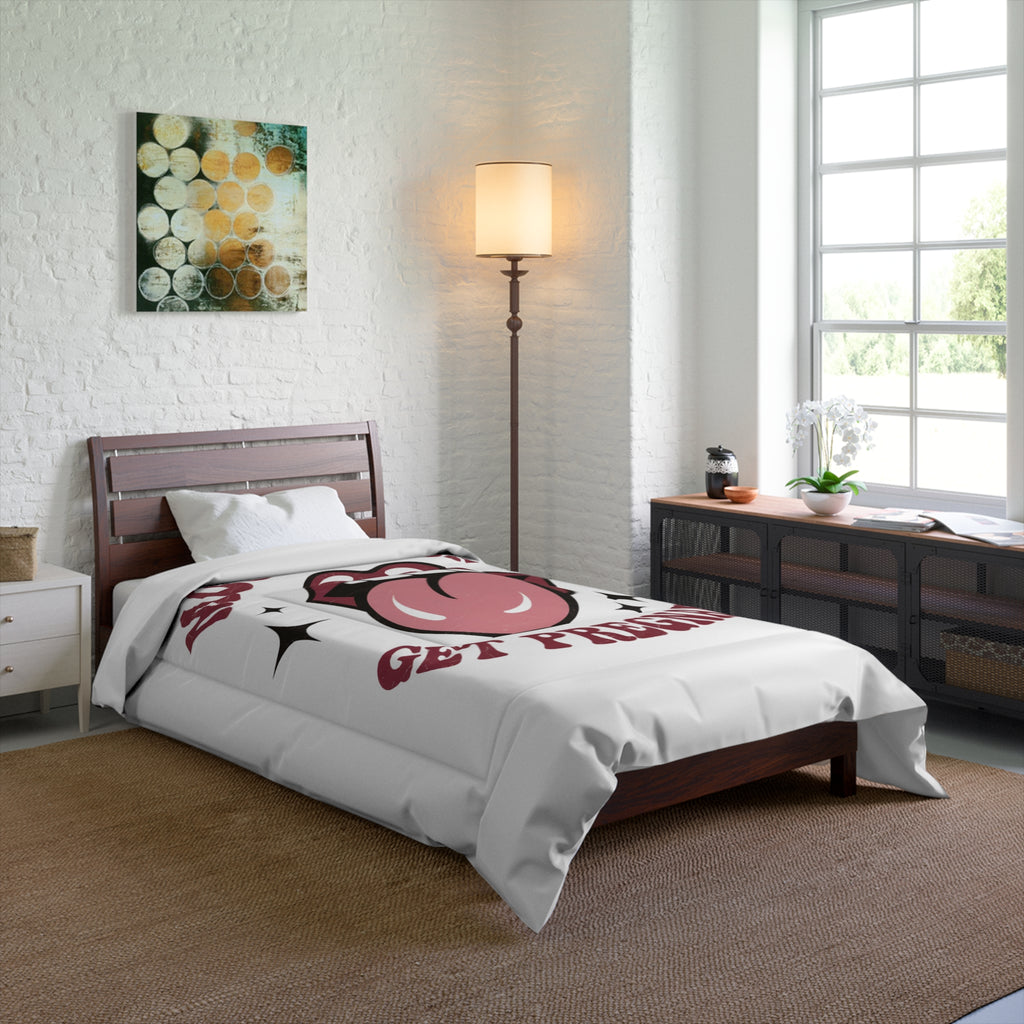 Quirky Graphic Comforter - 'Mouths Don't Get Pregnant' Design for Fun Bedrooms