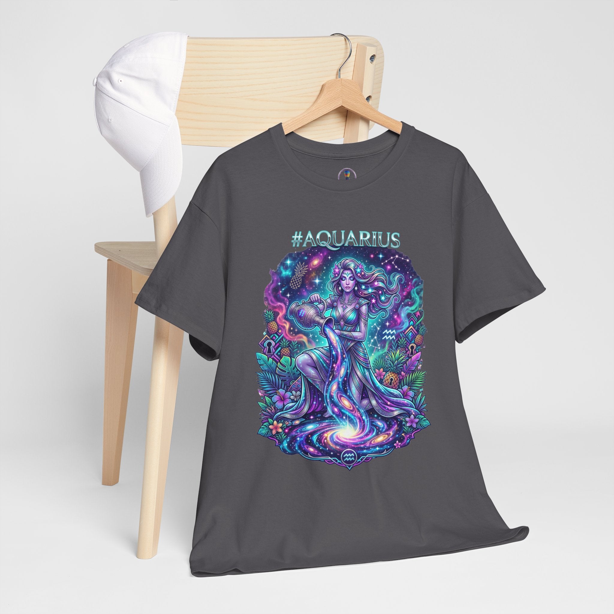 #AQUARIUS Unisex T-Shirt | Soft Lightweight 100% Combed Ring-Spun Cotton Tee with Cosmic Art Print