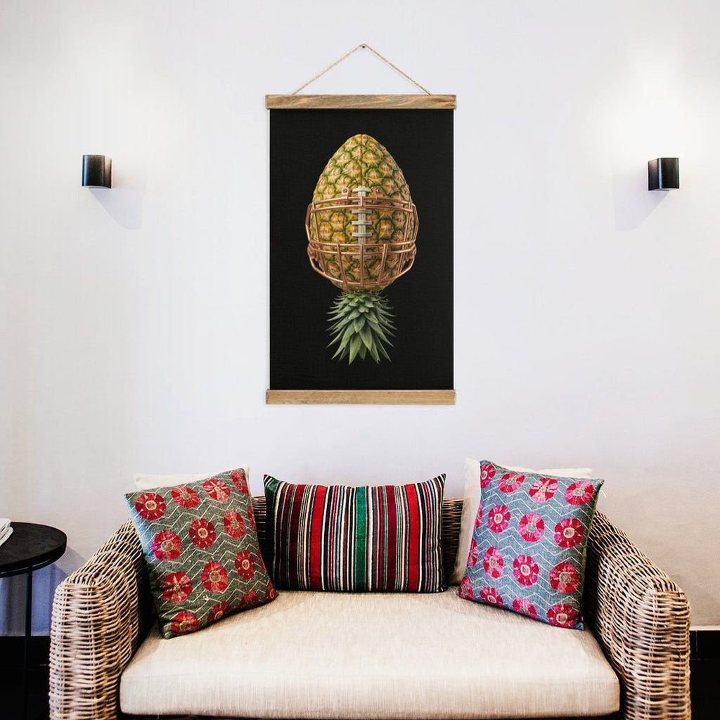 Pineapple Football Framed Flax Painting Wall Decor