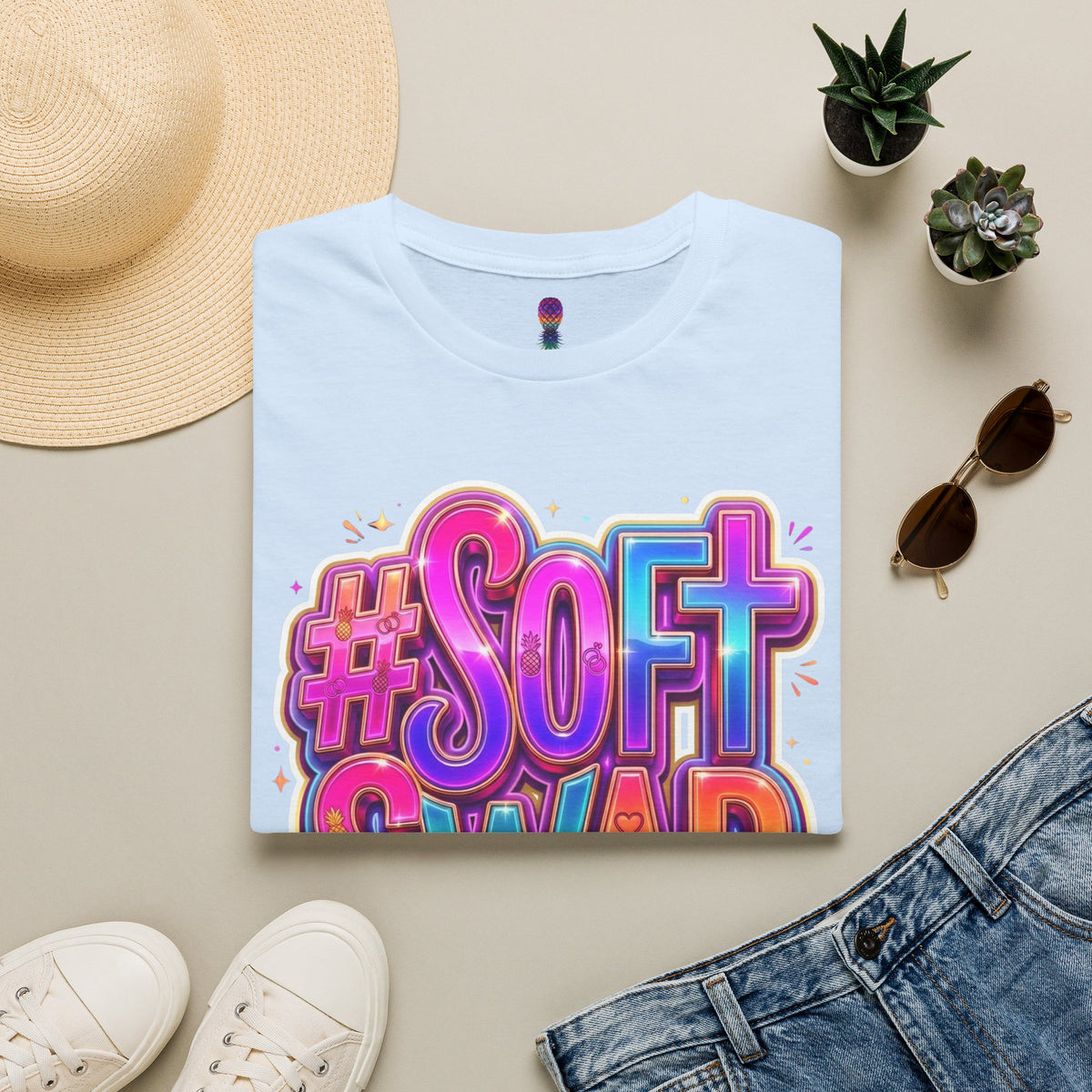 #Soft Swap Graphic T-Shirt | Colorful Y2K Cotton Tee