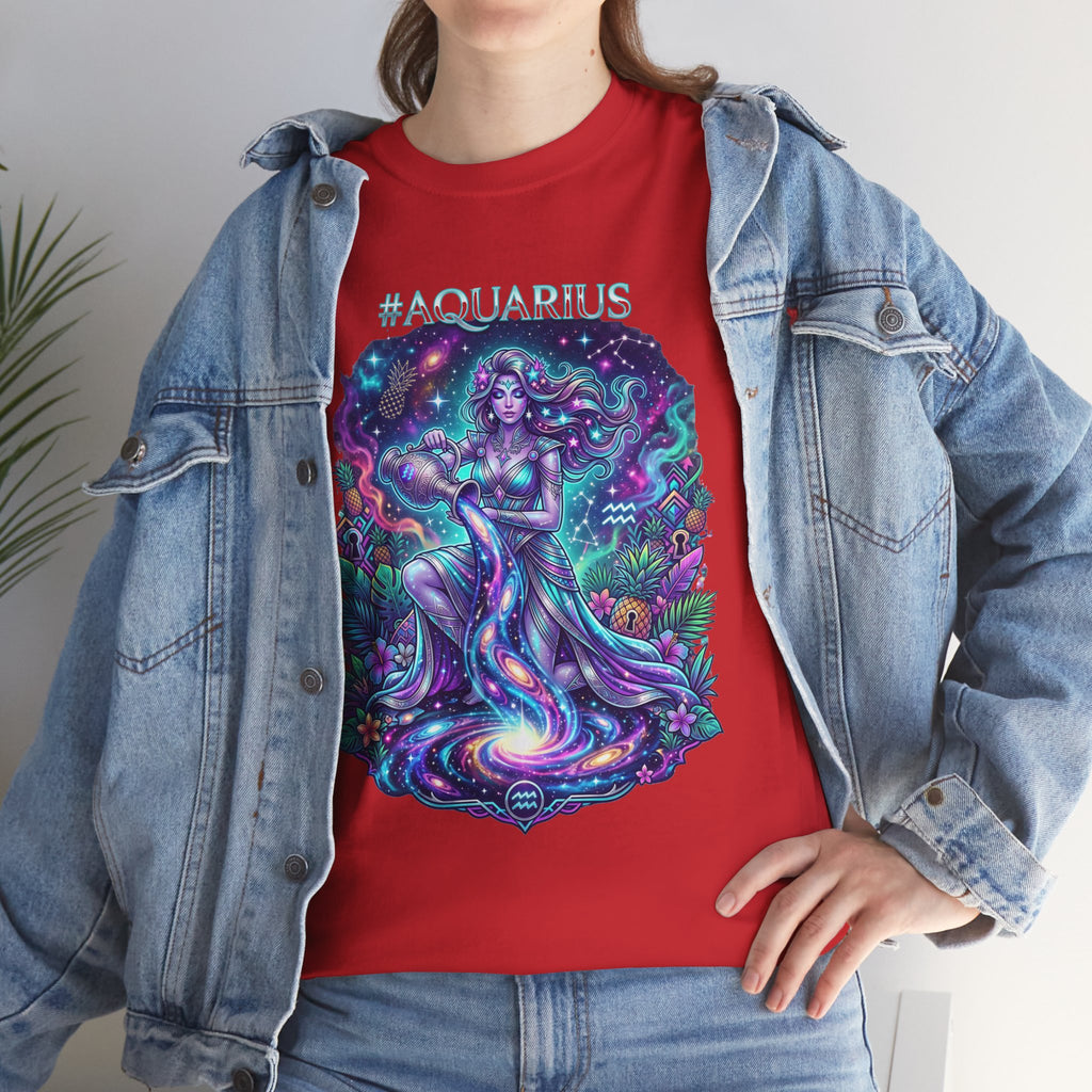 #AQUARIUS Unisex T-Shirt | Soft Lightweight 100% Combed Ring-Spun Cotton Tee with Cosmic Art Print