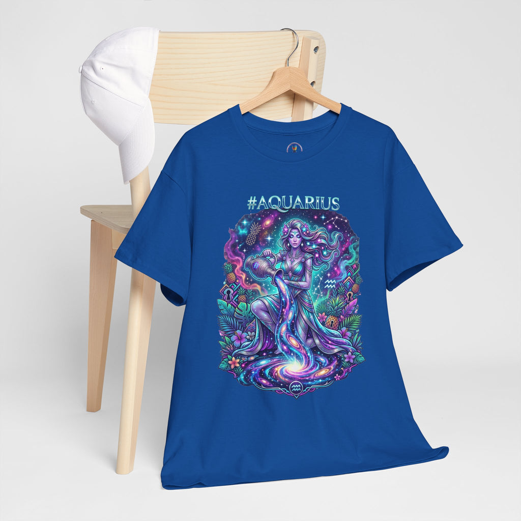 #AQUARIUS Unisex T-Shirt | Soft Lightweight 100% Combed Ring-Spun Cotton Tee with Cosmic Art Print