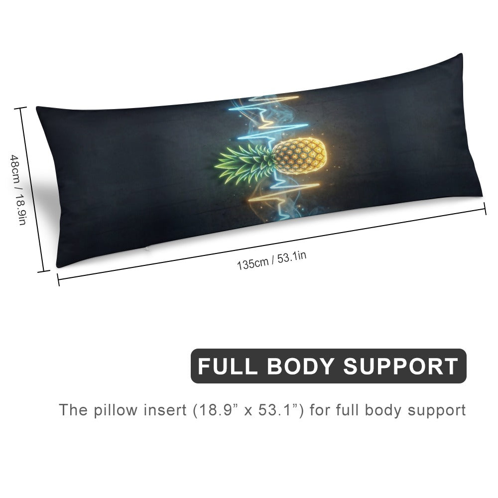 Pineapple Heartbeat Extra Long Pillowcase – Soft Breathable Polyester with Hidden Zipper