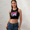 Woman wearing a Poly Life swinger lifestyle inspired crop top
