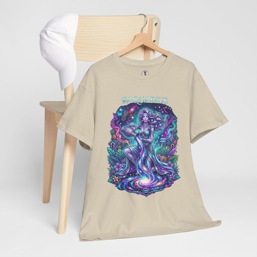 #AQUARIUS Unisex T-Shirt | Soft Lightweight 100% Combed Ring-Spun Cotton Tee with Cosmic Art Print