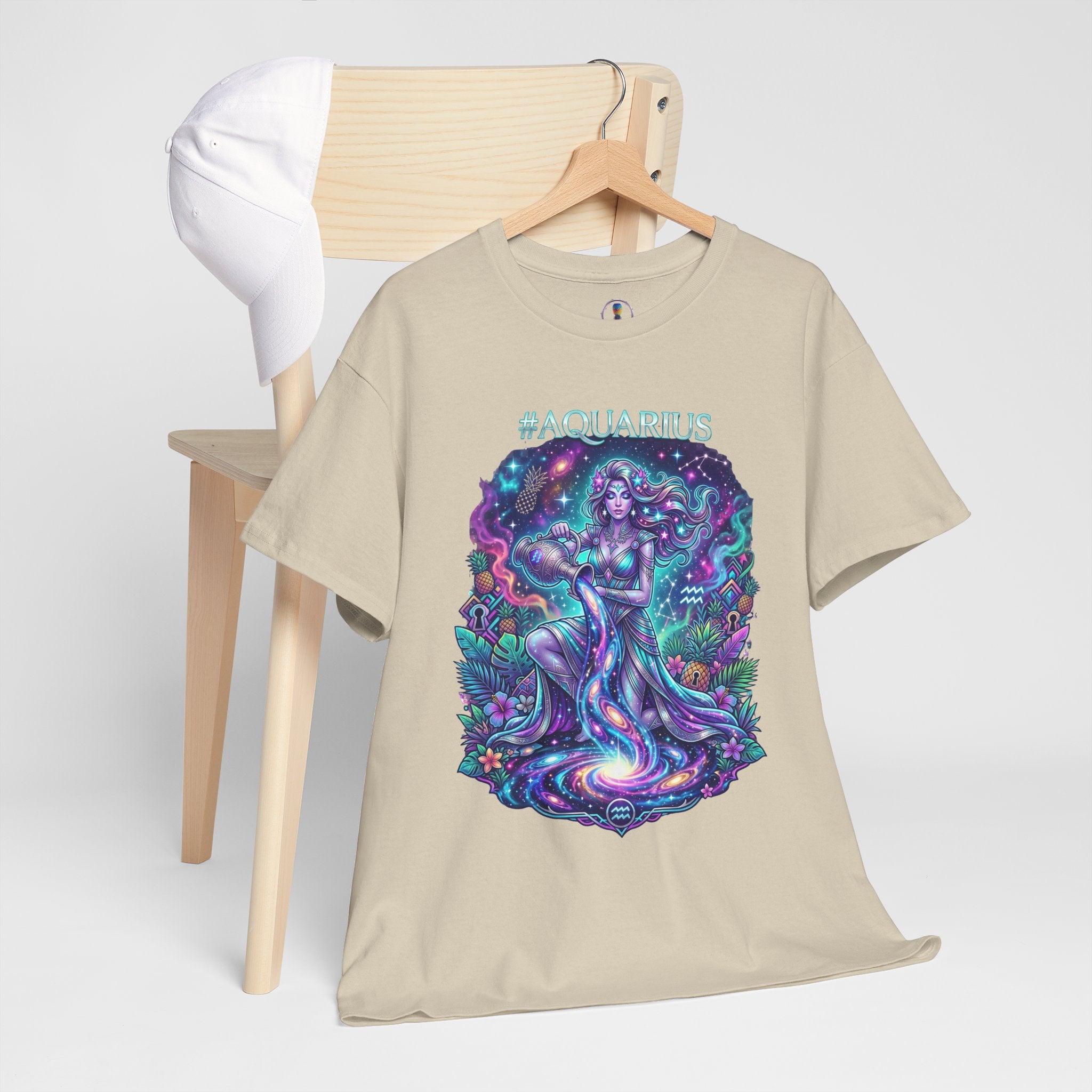 #AQUARIUS Unisex T-Shirt | Soft Lightweight 100% Combed Ring-Spun Cotton Tee with Cosmic Art Print
