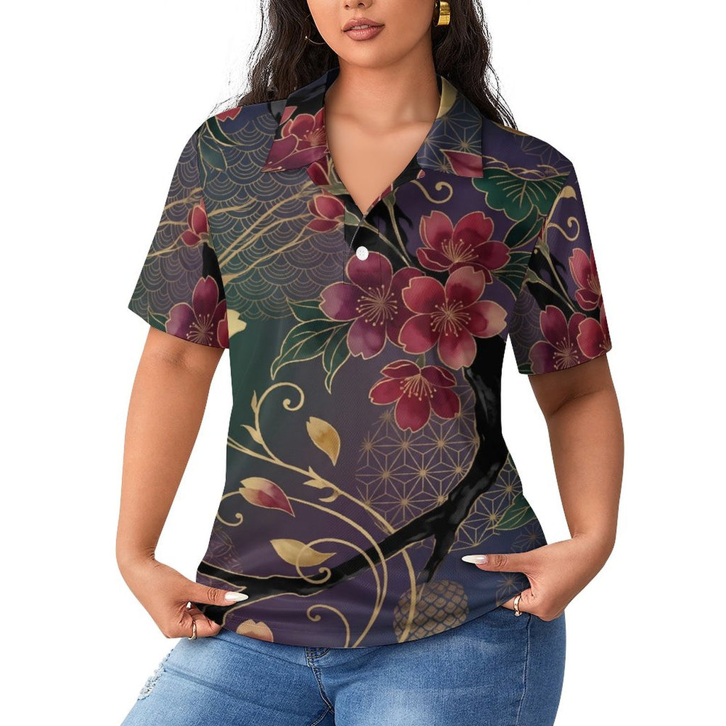 UPF50+ Ice Silk Women's POLO Shirt(All-Over Printing)