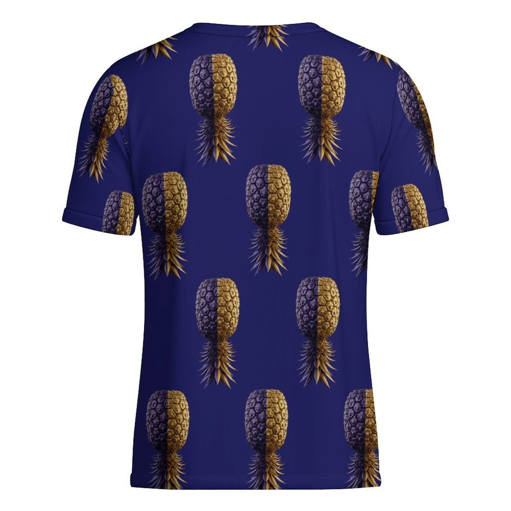 Football Purple & Gold Pineapple Men's Ice Silk U-neck Football Jersey