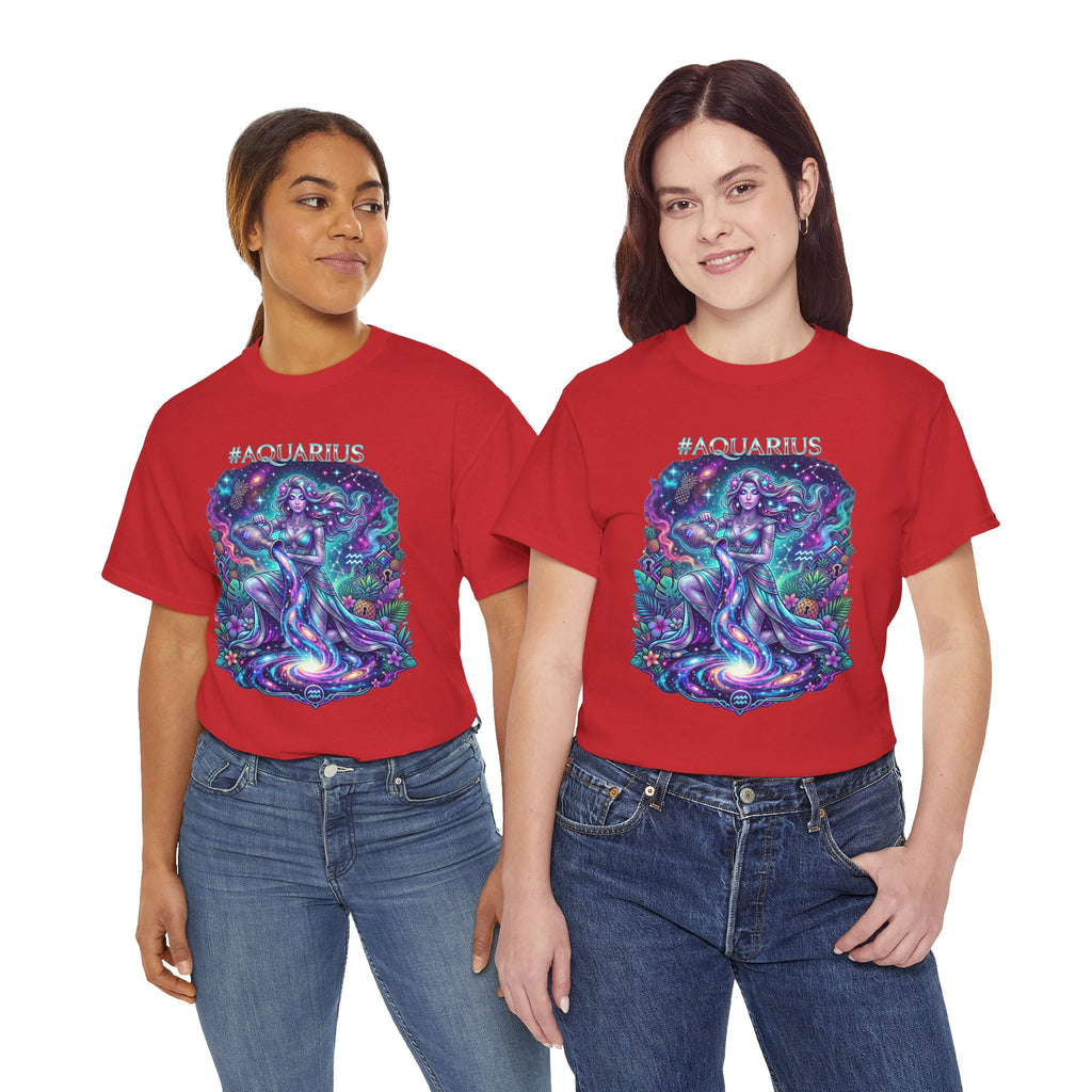 #AQUARIUS Unisex T-Shirt | Soft Lightweight 100% Combed Ring-Spun Cotton Tee with Cosmic Art Print