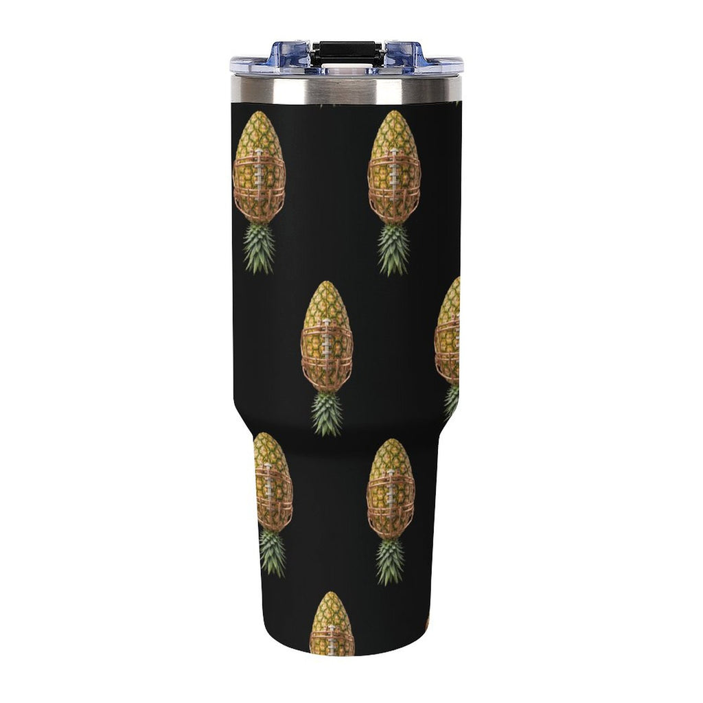 Pineapple Football 40oz Insulated Tumbler with Handle and Straw