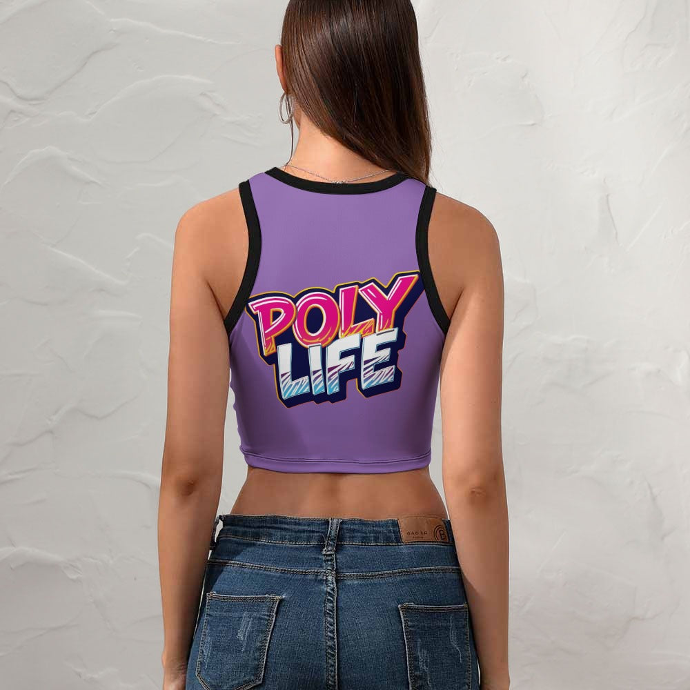 Poly Life Women's Cropped Slim Racer Tank Top – Lightweight Stretch Fit | Athletic & Casual Wear