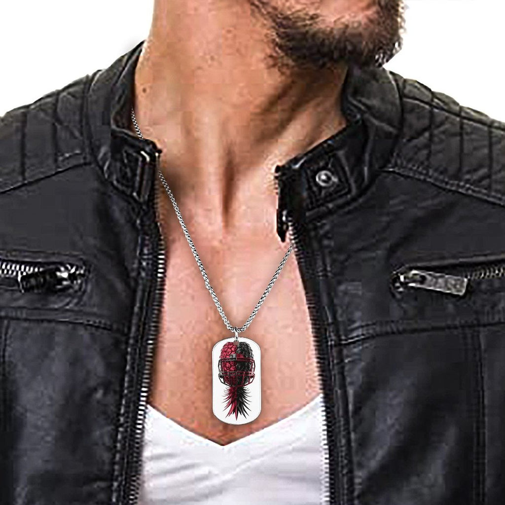 Football Inspired Memorial Necklace with Titanium Steel Square Pendant