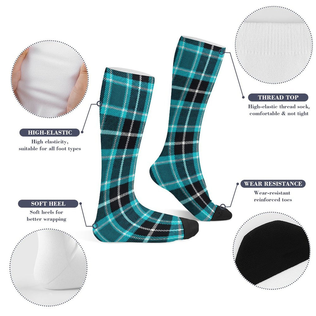 Plaid Crew Socks | Soft Moisture-Wicking Polyester Crew Socks for Men and Women