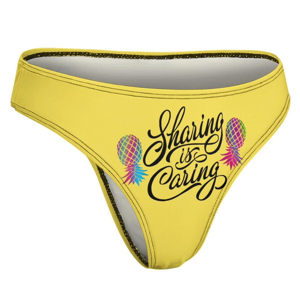 "Sharing is Caring" Women's Sexy Thong | Soft Polyester Spandex Lingerie
