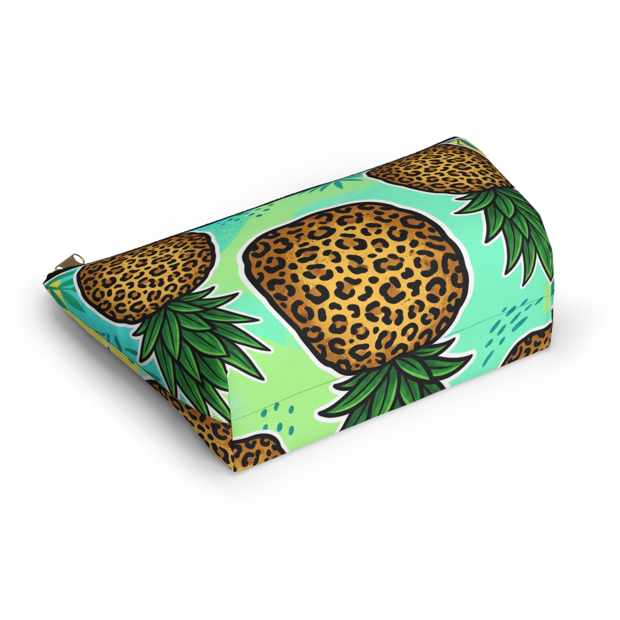 Upside-Down Pineapple Leopard Print Accessory Pouch | T-Bottom Makeup & Travel Organizer Bag