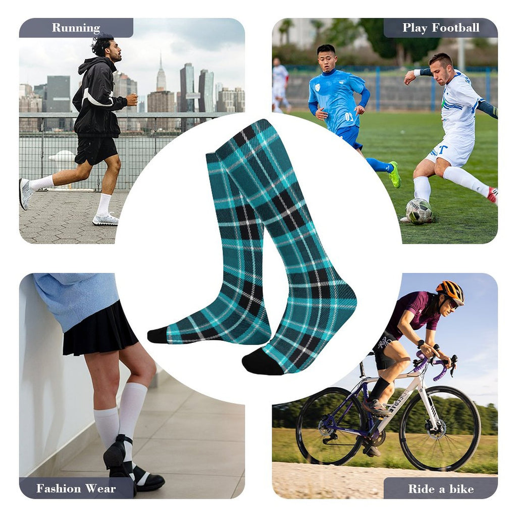 Plaid Crew Socks | Soft Moisture-Wicking Polyester Crew Socks for Men and Women