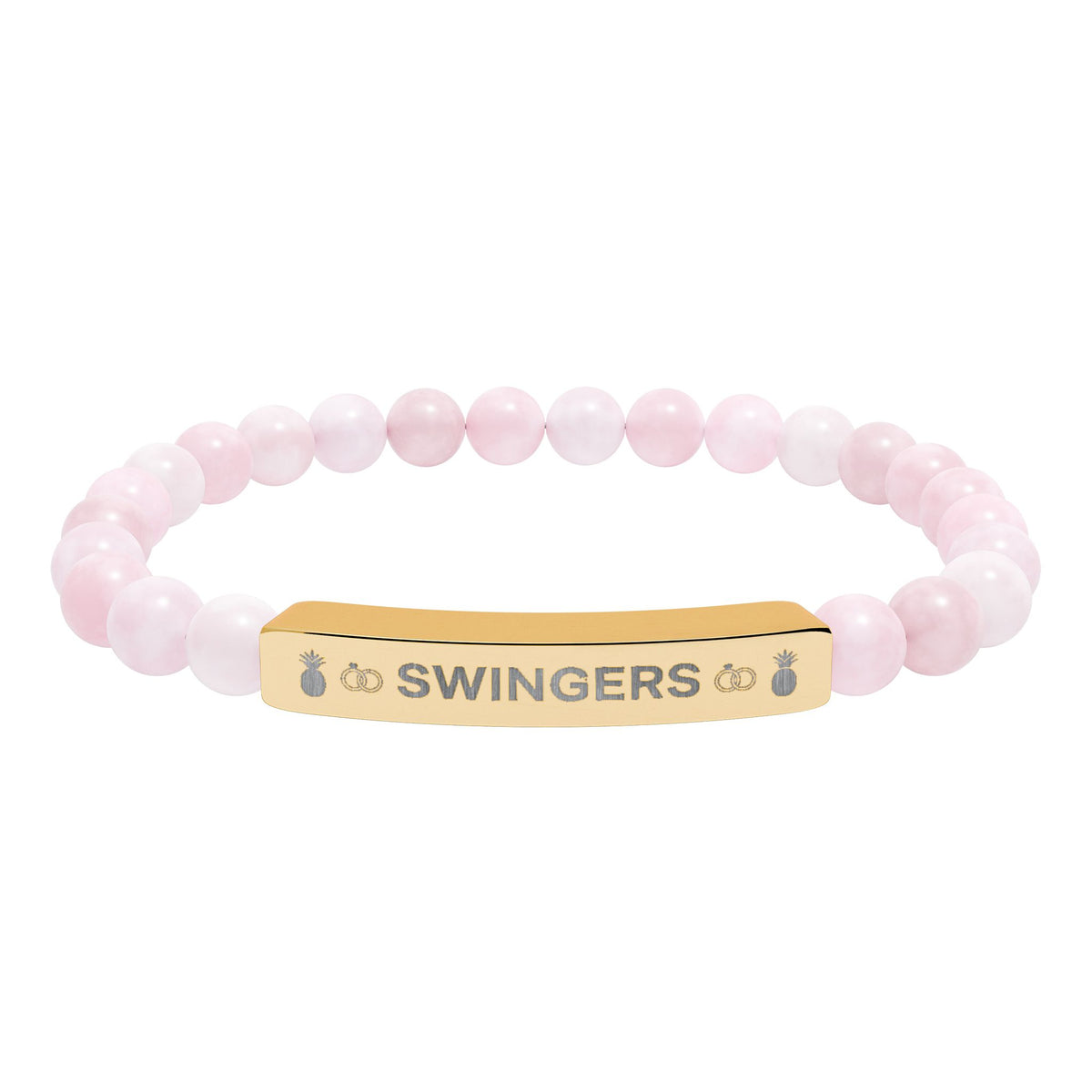 Swingers Engraved Natural Stone Stretch Bracelet | Hypoallergenic 316L Steel Jewelry