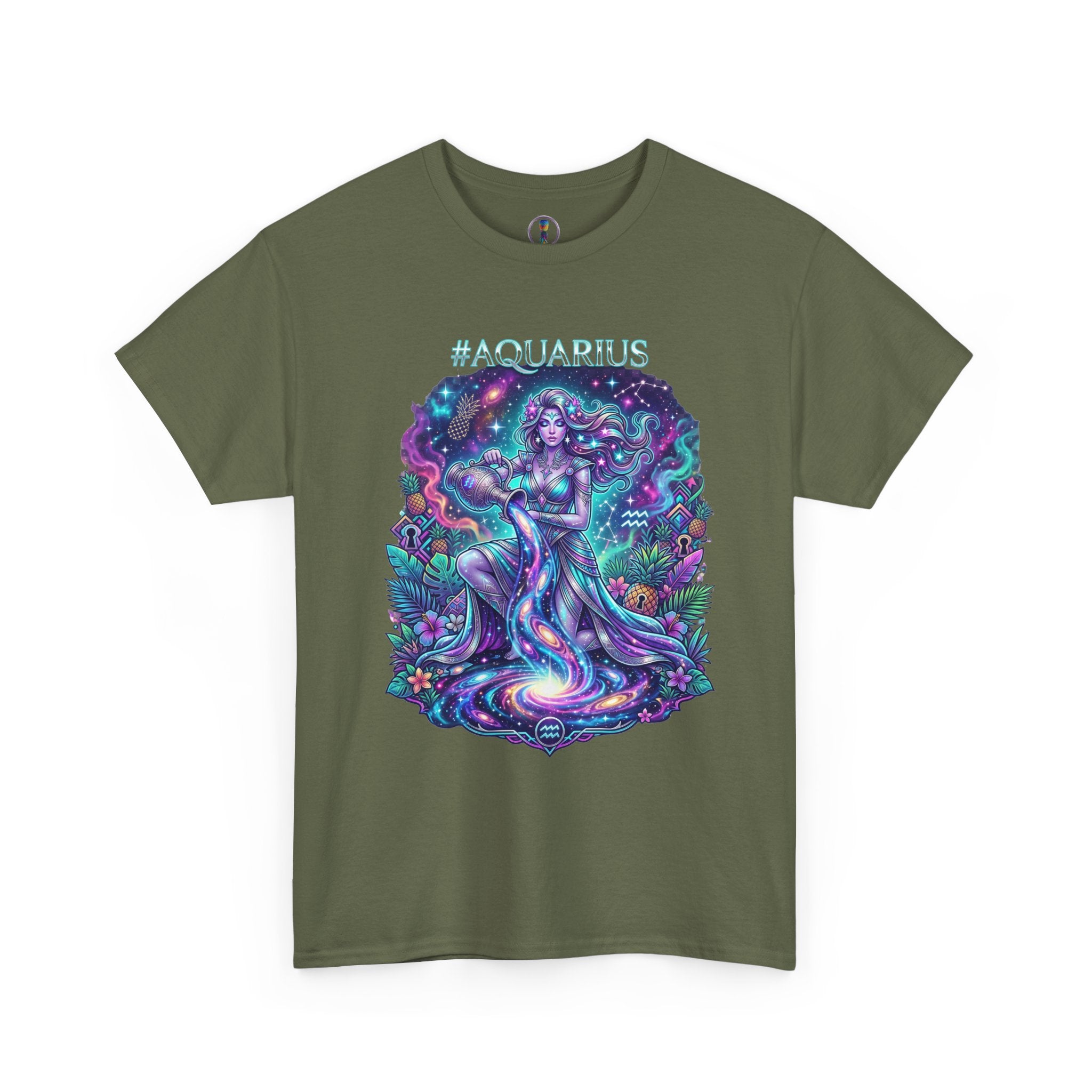 #AQUARIUS Unisex T-Shirt | Soft Lightweight 100% Combed Ring-Spun Cotton Tee with Cosmic Art Print
