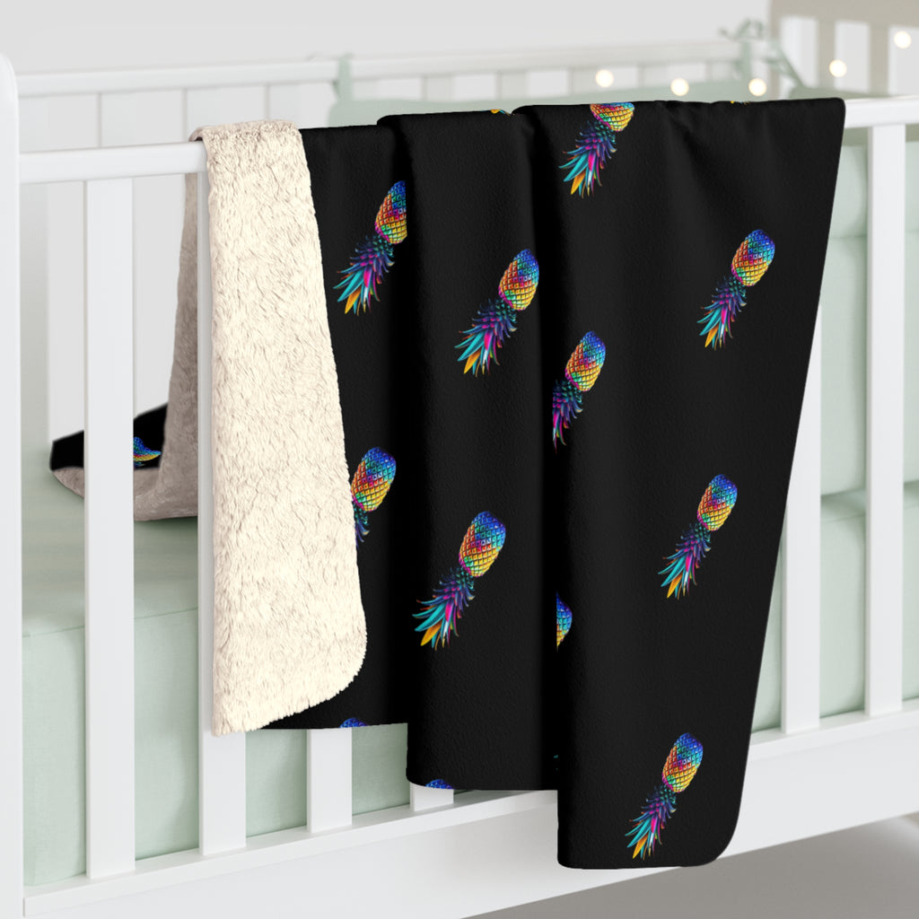 Colorful Pineapple Sherpa Fleece Blanket