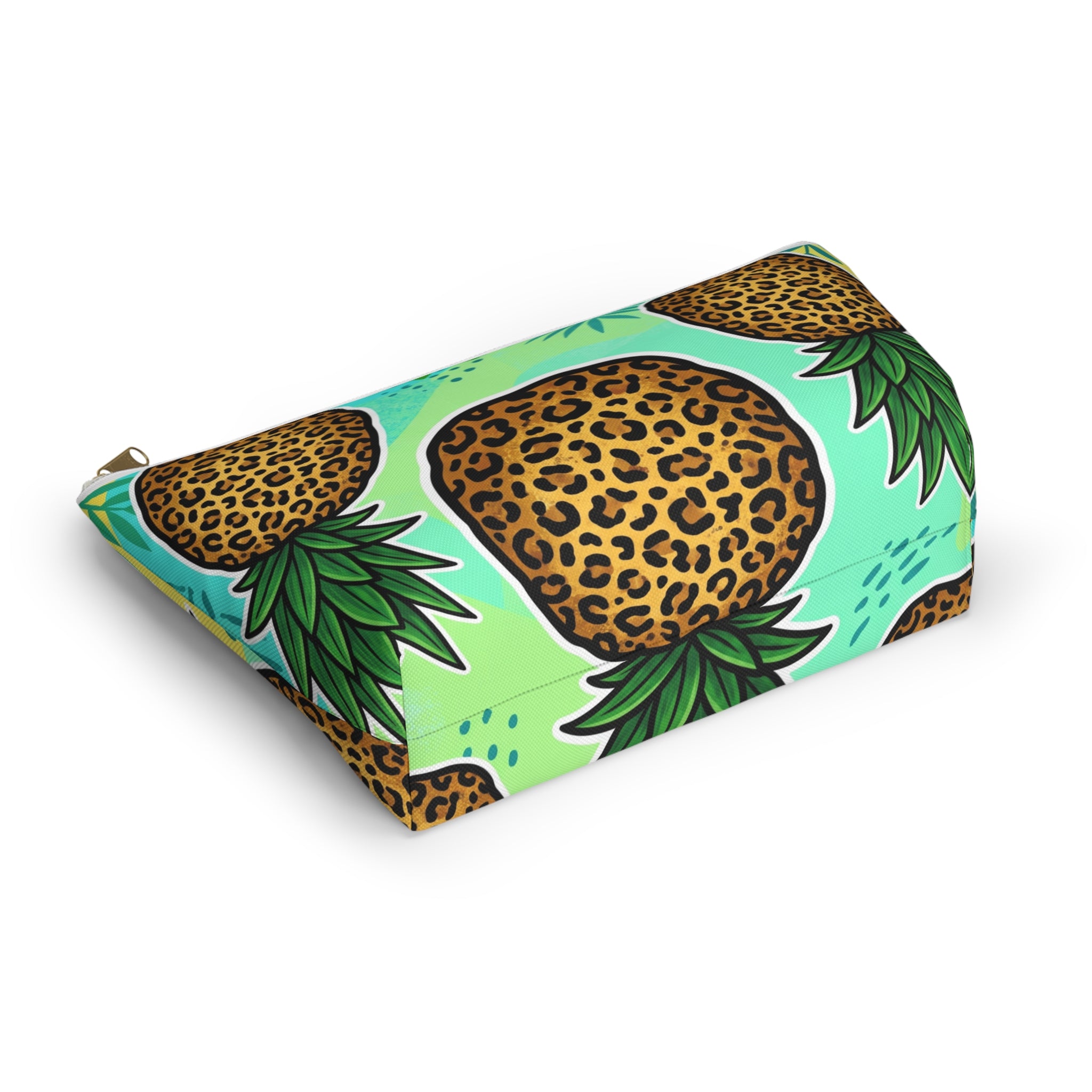 Upside-Down Pineapple Leopard Print Accessory Pouch | T-Bottom Makeup & Travel Organizer Bag